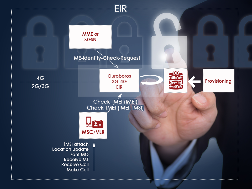 network infrastructure of an eir, equipment identity register